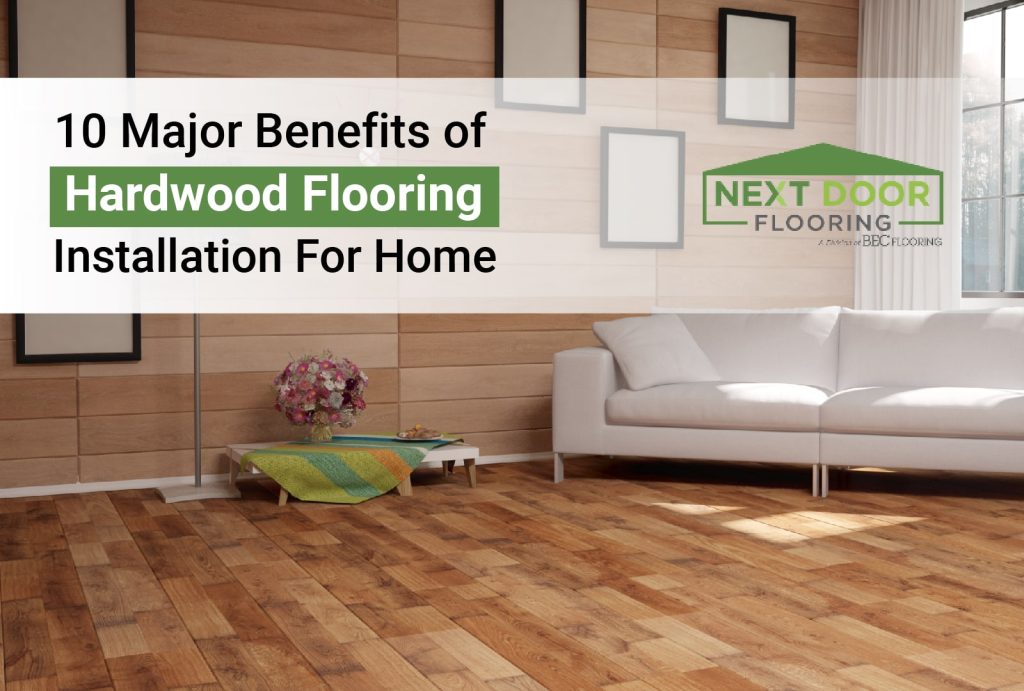 Hardwood floor in a living room showing the benefits of hardwood floors