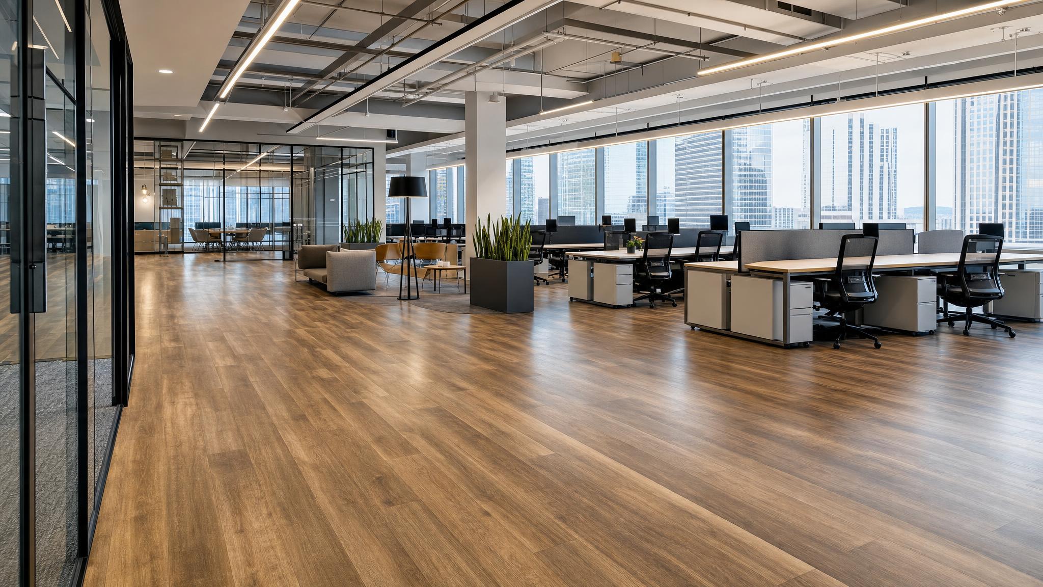 best flooring for commercial office space open plan Atlanta Georgia